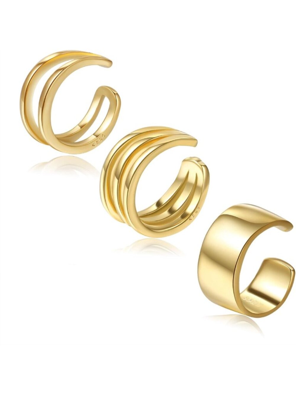 Chic 925 Sterling Silver Non-Piercing Ear Cuffs for Women, Adjustable Clip-On